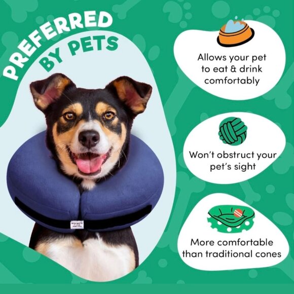 NWT Inflatable Collar for Dogs Soft Pet Recovery Collar E-Collar Large Grey - Picture 1 of 9